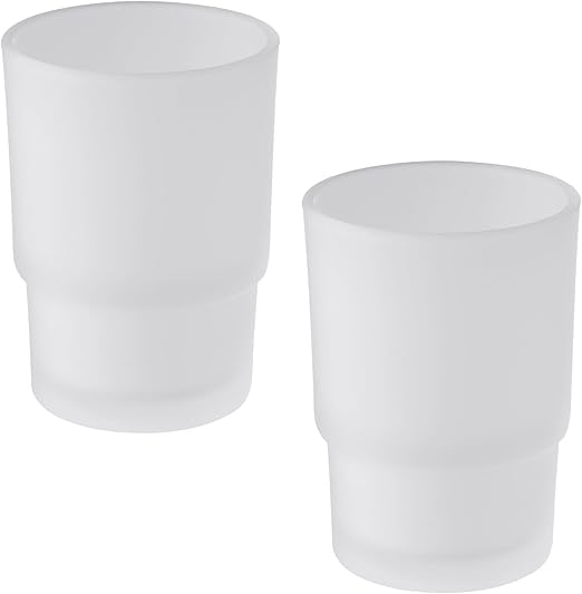 2 Pack Tumbler Glass, Frosted Bathroom Rinsing and Mouthwash Cup,Drinking Cups, Water Cups Reusable, Bathroom Mouthwash Brushing Teeth Storage Cup