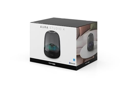 Harman Kardon Aura Studio 4 - Premium Bluetooth Home Speaker with Superior Sound, Diamond-Effect Lighting, and Eco-Friendly Design, HKAURAS4BLKUK, Black