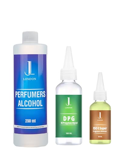 JAN LONDON Perfumer's Essentials Pack: ISOE SUPER 50ml, DPG 100ml, Perfumer's Alcohol 250ml - Enhance Fragrances with Iso E Super, Versatile DPG Solution, and Perfumer's Alcohol