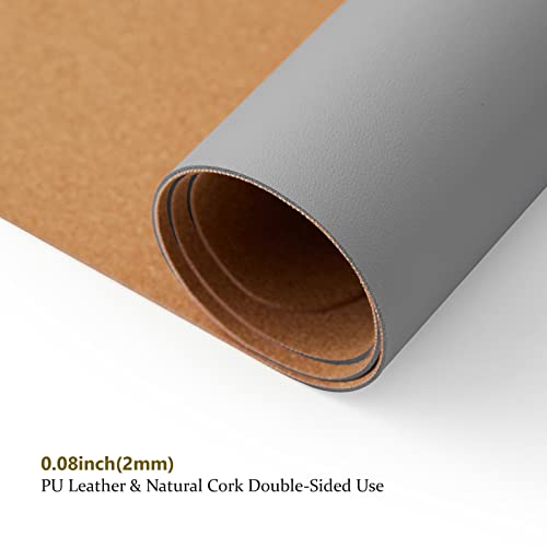 HOMIEAZICOZI Cork Desk Mat - Dual-Sided Desk Pad for Office and Home - Desk Organization and Accessories - Ideal for Large Mouse Pad and Desk Mats on Top of Desks(Gray,36"x 17")