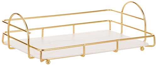 IBAMA Storage Basket Organizers Shelf Bathroom Storage Shampoo Soap Makeup Storage Rack Holder Bathroom Organizer 1 layer white, Gold, DCOGS02-WT