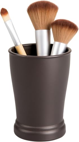 InterDesign Kent Bathroom Storage Cup, Elegant Plastic Tumbler for Use as a Toothbrush Holder and Accessory Organiser, Bronze