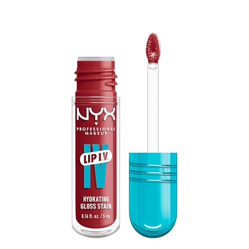 NYX Professional Makeup Lip IV Hydrating Gloss Stain, Lip Gloss, Up to 12HR Hydration, High Pigment, Wet Shine Finish, Bubblegum Burst