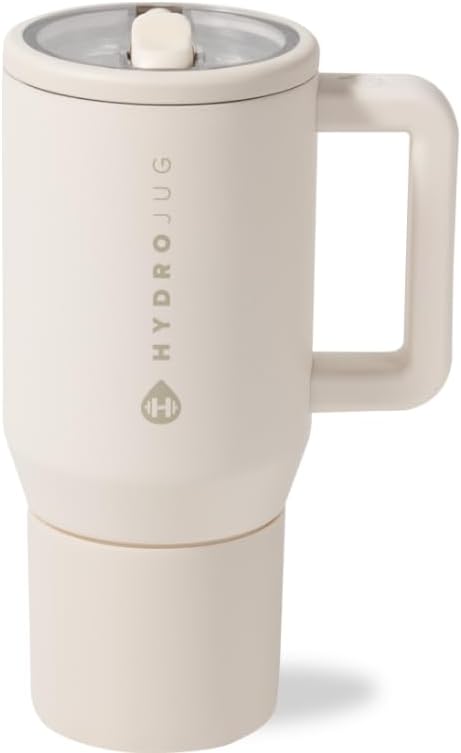 HydroJug Traveler - Modern 40 oz Tumbler with Handle & Simple Flip Straw - Car Cup Holder Friendly, Leak Resistant Water Bottle-Reusable Insulated Stainless Steel & Rubber Base - Gifts for Women & Men