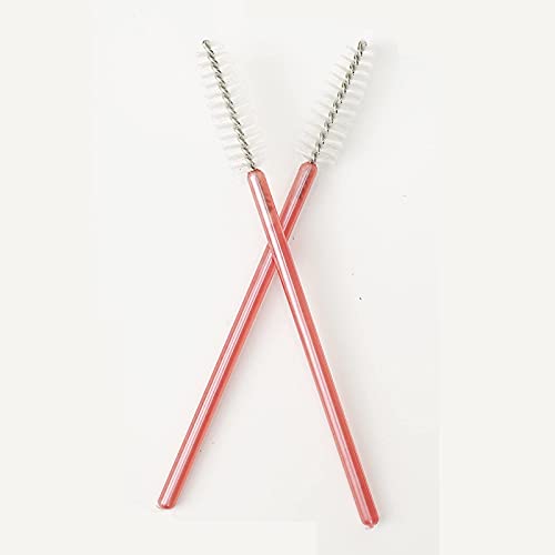 i-Laesh 100 Pcs Disposable Eyelash Brushes - Mascara Wands, Spoolies for Eyelash Extensions, Eyebrow Makeup Supplies Kit Glitter Applicator Tool Accessories Bristle (White-Pink)