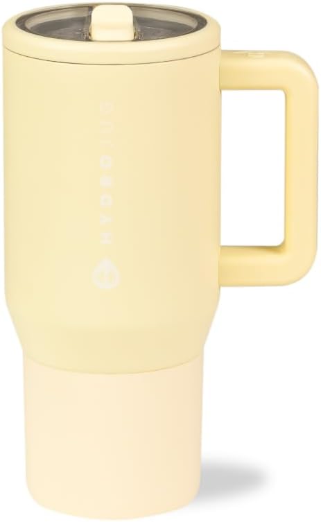 HydroJug Traveler - Modern 40 oz Tumbler with Handle & Simple Flip Straw - Car Cup Holder Friendly, Leak Resistant Water Bottle-Reusable Insulated Stainless Steel & Rubber Base - Gifts for Women & Men