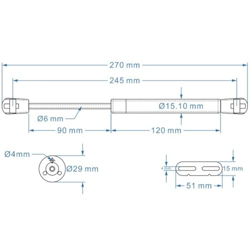 Hydraulic Gas Strut Cabinet Door Lift Support, 80N/18lb, Adjustable Spring Hinges with Mounting Hardware, 2-Pack, Silver