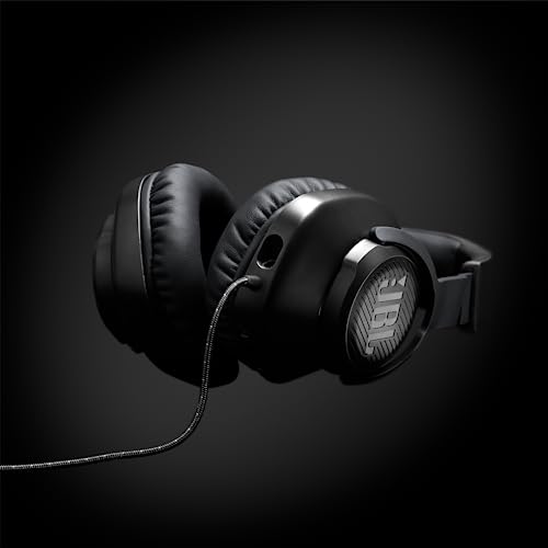 JBL Quantum 100 Wired Over-Ear Gaming Headset with a Detachable Voice-Focus Boom Mic, QuantumSOUND Signature, Lightweight Headband, Memory Foam Ear Cushion, PC and Gaming Console Compatible - Black