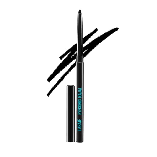 LAKMÉ Eyeconic Black Kajal, Matte Kohl Liner in a Twist Up Pencil - Waterproof, Smudge Proof & Long Lasting Eye Makeup, 0.35 g