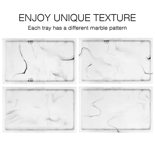 Luxspire Bathroom Vanity Tray, Resin Dresser Jewelry Ring Dish Tank Storage Kitchen Sink Countertop Organizer Plate Holder for Perfume Candles Soap Towel Plant Bathroom Accessories, M, White Marble