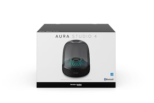 Harman Kardon Aura Studio 4 - Premium Bluetooth Home Speaker with Superior Sound, Diamond-Effect Lighting, and Eco-Friendly Design, HKAURAS4BLKUK, Black