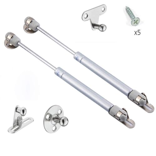 Hydraulic Gas Strut Cabinet Door Lift Support, 80N/18lb, Adjustable Spring Hinges with Mounting Hardware, 2-Pack, Silver
