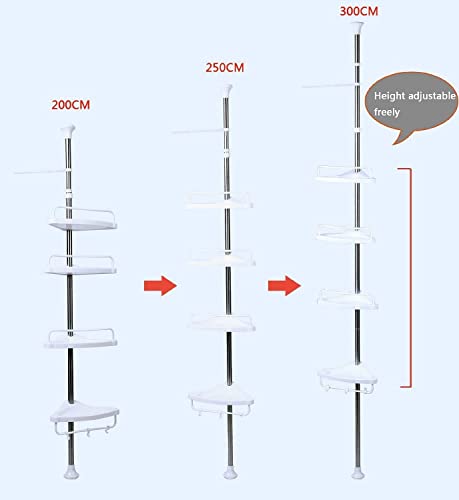 Shower Shelves Rack,4-Tier Bathroom Height Adjustable Telescopic Shower Shelf Shower Corner Rack for Shampoo Soap Tower, Iron (1)