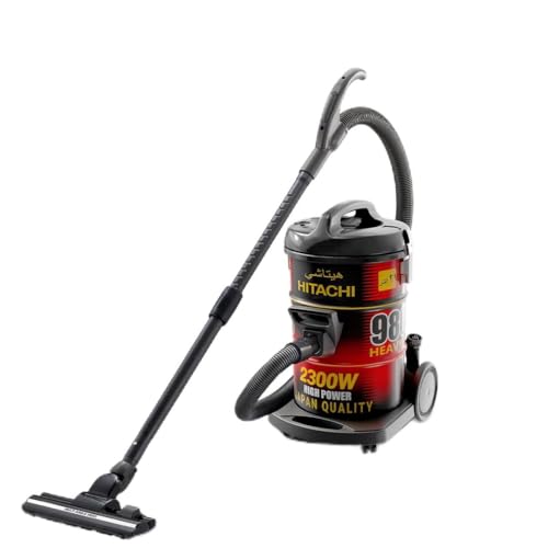 HITACHI Drum Vacuum Cleaner 2300 Watts, 23L Tank Dust Capacity, Aero Power Brush to Clean Efficiently, Metal Pipe Dusting Brush & Crevice Nozzle, Washable Filter, Best for Home & Office, CV980TJBKRGAE