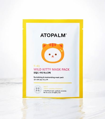 ATOPALM KIDS WILD KITTY MASK PACK 1 BOX (5 Sheets), Revitalizing Moisturizing MLE Mask Pack, Korea