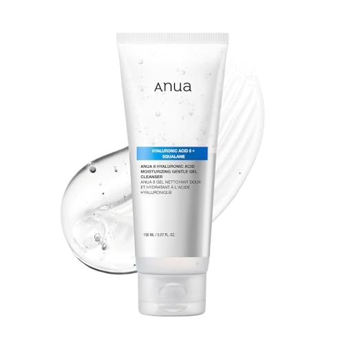 ANUA Moisturizing Gentle Gel Cleanser, for daily hydrating foaming gel face wash, exfoliating with Hyaluronic Acid+Squalane, cleanser for combination skin, Korean Skincare (150ml/5.07fl oz.)