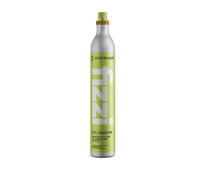 Nutricook Fizzi CO2 Cylinder, 60L Capacity, Compatible with Multiple Soda Makers, Universal Refillable Canister,Beverage Grade CO2,10-Year Lifespan