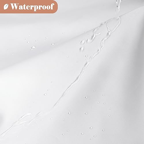 UFRIDAY Fabric White Shower Curtain with Mesh Window, Waterproof Bathroom Curtain with Weighted Bottom Hem, Machine Washable, 72 x 72 Inch