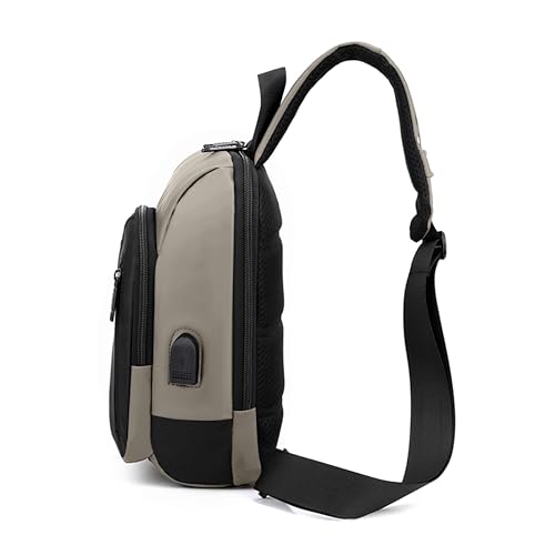 Hike Crossbody Sling Bag Synthetic Water Resistant Unisex Small Shoulder Bag with Built in USB Port for Business Travel Outdoor Shopping, HK2032