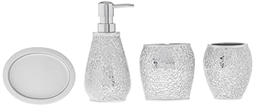 Sweet Home Collection Bathroom Accessories Unique Collections Modern Classic Contemporary Decorative Beautiful Designs Bath Shower Tub Décor, 4 Piece Set, Glamour