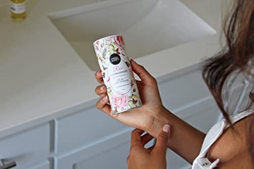 Herb & Root Rose Scented Talc-Free Dusting Powder for Women: Anti-Chafing Body Powder with Arrowroot & Cornstarch, 6 oz