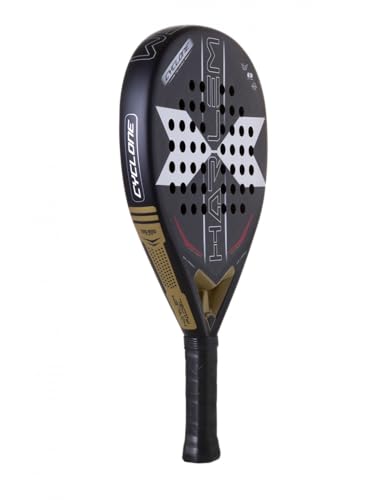 HARLEM PADEL Cyclone 12K Unisex Adult Padel Racket - Black/Grey/Gold, One Size