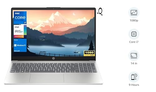 HP 2023 14 inch FHD Laptop, Anti-Glare IPS Display, 13th Gen Intel i7-1355U Processor, 16GB RAM 1TB PCIe SSD, Backlit Keyboard, True Vision HD Webcam, WiFi 6, Bluetooth, Windows 11 Home, Silver