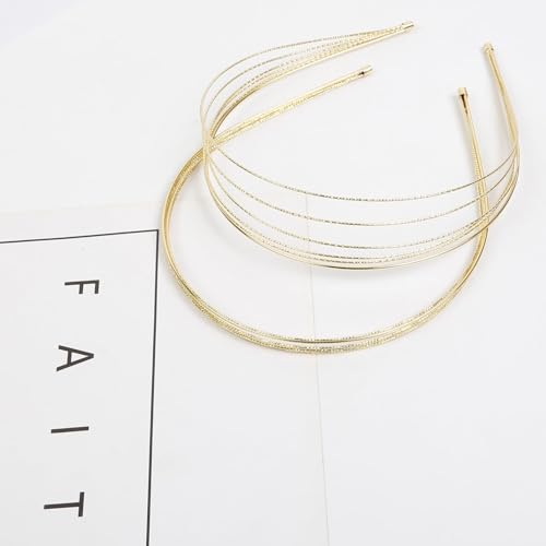 HBSTUDIO Multi Layers Metal Headbands for Women, Fashion Thin Headband Layered Gold Elegant Hairbands Headpiece Hair Accessories for Girls(2pack)