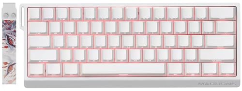 Hyekit MADLIONS MAD 60 HE RGB 60% Wired Magnetic Switch Mechanical Gaming Keyboard with Adjustable Actuation, Rapid Trigger Mode, Side Print Keycaps, 16 Million Colors RGB Lighting, for PC/Mac, White