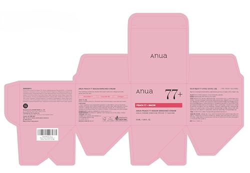 Anua Peach Niacinamide Cream, Face Moisturizer for Dry Skin with Vitamin B12, Collagen, Ceramide, Panthenol, Korean Skin Care for Glass Skin (50ml, 1.69 fl.oz.)