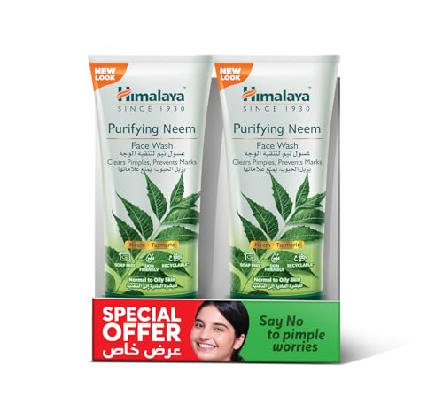 Himalaya Purifying Neem Face Wash 2X150ml - Helps Fight Pimples & Prevent Marks, Reduces Breakouts, Ideal for Oily & Combination Skin