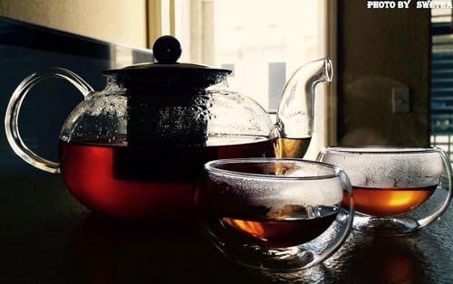 Hiware Glass Teapot with Removable Stainless Steel Lid & Infuser, 33 Ounce Teapot Stove Top Safe for Blooming & Loose Leaf