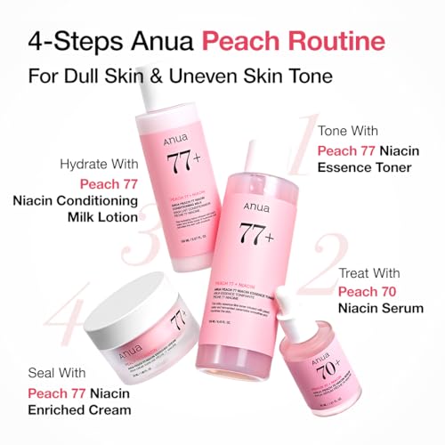 Anua Peach Niacinamide Cream, Face Moisturizer for Dry Skin with Vitamin B12, Collagen, Ceramide, Panthenol, Korean Skin Care for Glass Skin (50ml, 1.69 fl.oz.)