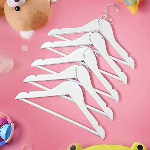 HOUSE DAY Wooden Baby Hangers for Closet 10 Pack, Premium Kids Wooden Hangers for Baby Clothes, Baby Coat Hangers with 360° Swivel Hook, Durable Toddler Hangers Childrens Hangers, White