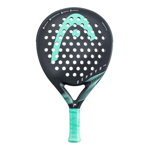 Head Zephyr Pro Padel Racket 2023, Black/Teal - 365 gm, Round