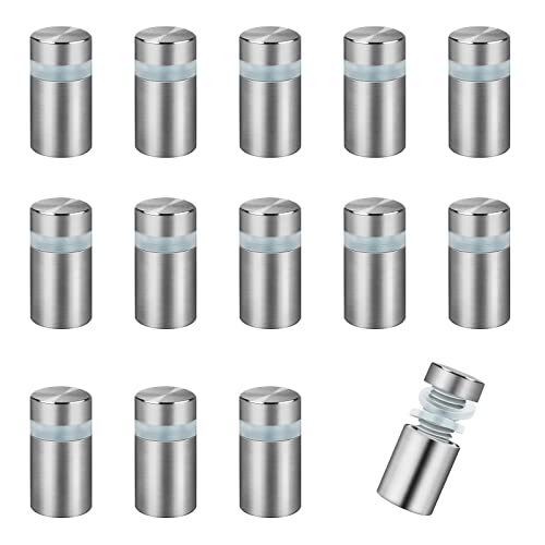 Homakover 14 Pcs Stainless Steel Standoff Screws Wall Mount Glass Standoff Holder Screw Mounting Glass Hardware for Hanging Acrylic Picture Frame Advertising (12 x 20MM)