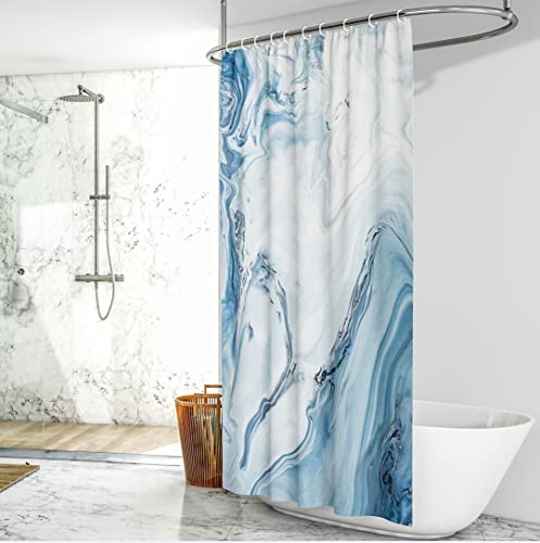 Ours To Yours Marble Print Shower Curtain, Abstract, Bathroom Curtain with Hooks, 100% Polyester, 3D Printing Technology, 180cm x 180cm / 71 x 71 inches, Bathroom Accessories (Blue)