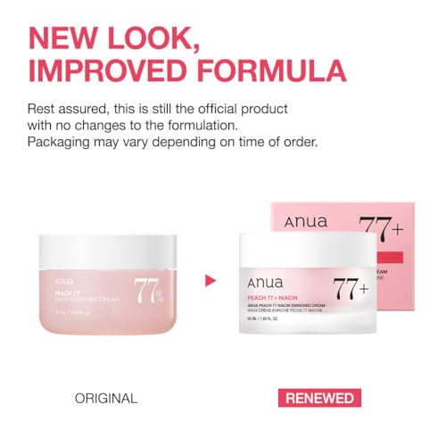 Anua Peach Niacinamide Cream, Face Moisturizer for Dry Skin with Vitamin B12, Collagen, Ceramide, Panthenol, Korean Skin Care for Glass Skin (50ml, 1.69 fl.oz.)