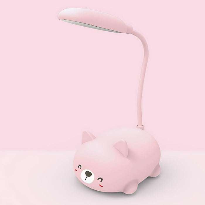 Kids Lamp,Children's LED Desk Lamp Cute Cat Lamp,Foldable Table Light USB Charge,Kawaii Desk Accessories,Flexible Gooseneck Eye Care Cartoon Small Desk Lamp Girls Gifts (Pink)