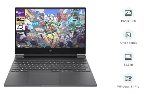 HP Victus 144Hz 15.6" FHD Gaming Laptop, AMD Ryzen 5 7535HS Processor, Radeon RX 6550M (Beats Nvidia GeForce RTX 3050), 8GB RAM 512GB SSD, Backlit Keyboard, Windows 11 Pro, Mica Silver
