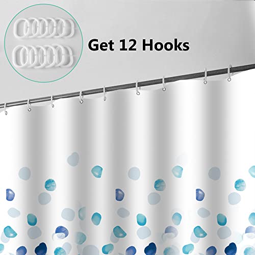 TRUSTLIFE Shower Curtain Waterproof Polyester Bathroom Curtains,180 x 200 cm Washable Bath Curtains, Quick-Drying, Weighted Hem Shower curtains for wet room, Shower Curtain with 12 Hooks - Blue
