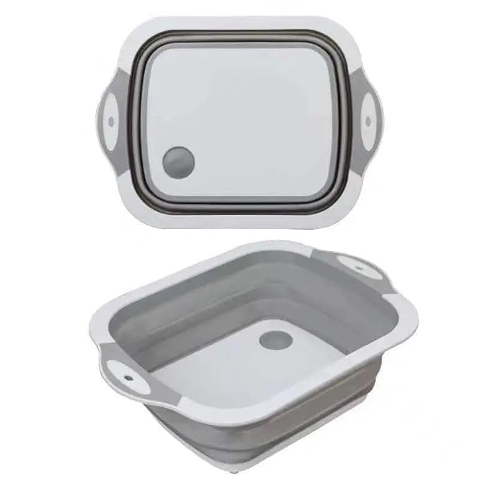 CLOUDTAIL Multi-Functional 3-in-1 Foldable Cutting Board with Built-In Colander and Storage Tray ? Space-Saving, Durable, and Versatile Kitchen Tool for Washing, Chopping, and Organizing