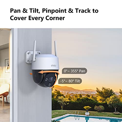 Imou 1080P Security Camera Surveillance Camera Outdoor, 360° Wi-Fi Camera for Home Smart with Human Detection Motion Tracking Two-Way Talk 30m IR Color Night Vision IP66 Water Proof Siren(Cruiser SE+)