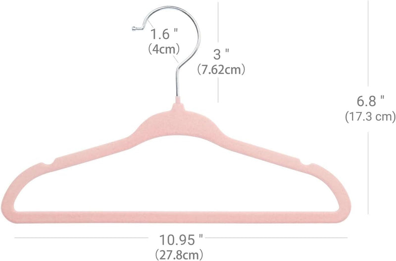 ManGotree 10 Pack (28cm) Pink Color Baby Velvet Hangers, Infant and Toddler Hangers, No-Slip Children Hangers, Ultra-Slim Space Saving Kids Hangers, Sturdy &urable Clothes Hangers.
