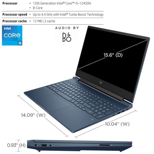 HP Victus 15.6 i5 Gaming Laptop, 15.6" FHD 1920x1080 144Hz, Intel Core i5-12450H, NVIDIA GeForce RTX 3050, 32GB RAM, 1TB SSD, Backlit KB, Touchpad, SD Card Reader,(UPGRADE)