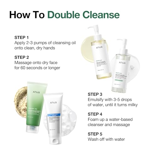ANUA Heartleaf Pore Control Cleansing Oil, Oil Cleanser for Face, Makeup Blackhead Remover, Double Cleansing, Facial Cleanser, Mild Ingredients, Korean Skin Care 6.76 fl oz(200ml)
