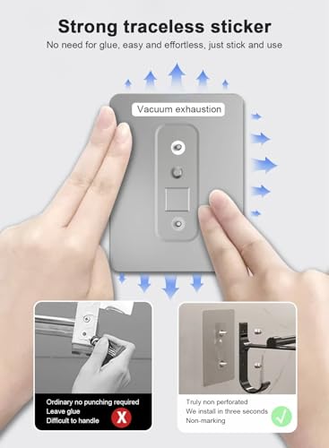 URbazaar Bathroom Towel Bar Holder,Useful Towel Rack Set,Wall Mounted Towel Hanger| Self-adhesive. Strong load-bearing, Sturdy Toilet Bathroom Bath Towel Cleaning Tools Holder (Black, 60 cm/23.6 inch)