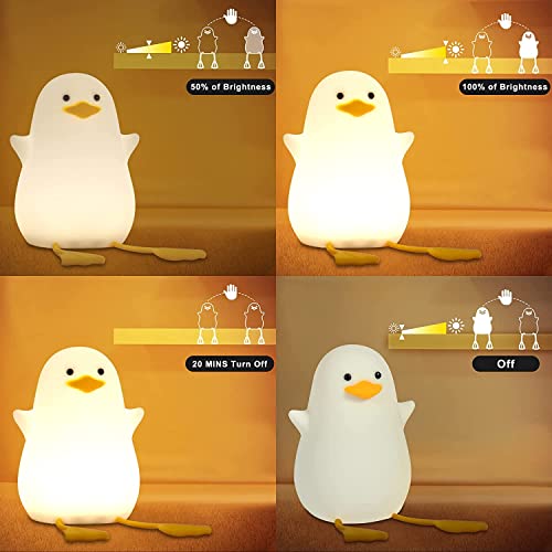 HAWAII Duck Night Light for Kids,Soft Silicone Rechargeable Night Lamp for Kids Room,Touch Control Dimming,Cute Portable Night Light,Gifts for Boys Girls