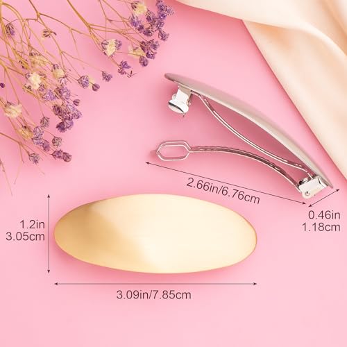 WOOVEEWIND 2 Pcs Long Oval Barrettes, Non-Slip Simple Large Hair Clip, Vintage Gold Silver Wedding Prom Formal Hair Accessories for Women Girls Long Thick Hair