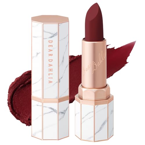 DEAR DAHLIA Lip Paradise Effortless Matte Lipstick EVA Vegan, Cruelty Free, Naturally Scented Essential Oils, High Pigment Color - Dark Red